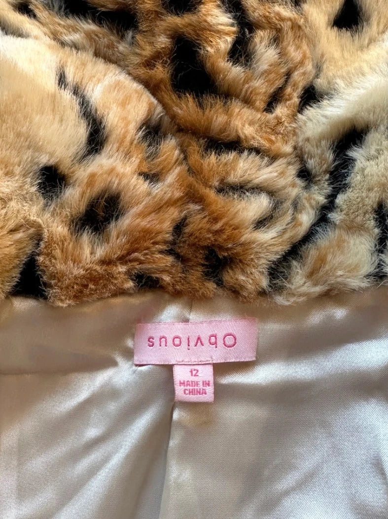 Vintage 2000s Faux Fur Leopard Print Belted Jacket Size Small - Image 6