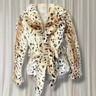 Vintage 2000s Faux Fur Leopard Print Belted Jacket Size Small - Image 1