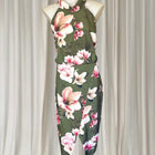 Jayson Brunsdon Floral Halter Neck Dress - Olive Green Magnolia Print M - Image 1
