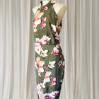 Jayson Brunsdon Floral Halter Neck Dress - Olive Green Magnolia Print M - Image 3