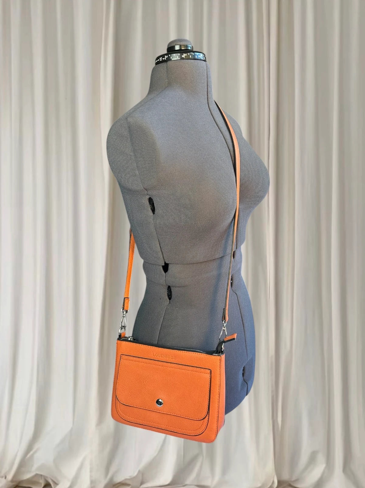 Louenhide Crossbody Bag - Stylish Patterned Strap in Vibrant Orange - Image 2