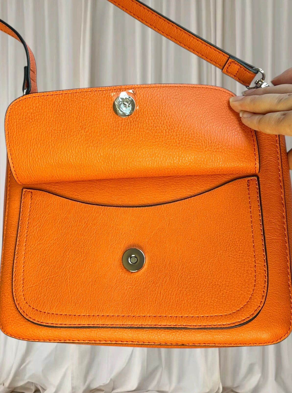 Louenhide Crossbody Bag - Stylish Patterned Strap in Vibrant Orange - Image 5