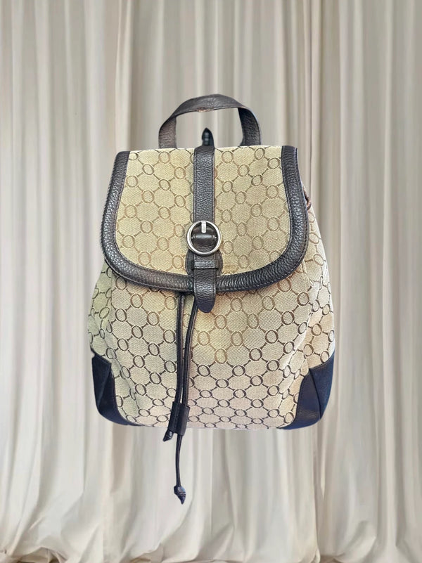 Oroton Rare Vintage Monogram Backpack - Beige And Brown Luxury Accessory - Image 1