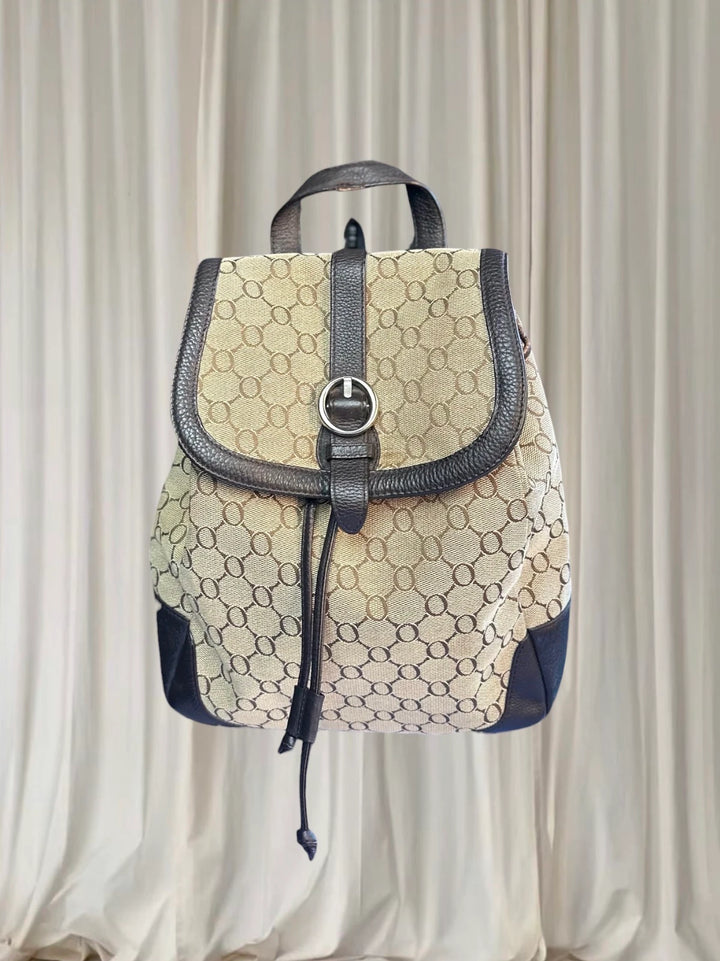 Oroton Rare Vintage Monogram Backpack - Beige And Brown Luxury Accessory - Image 1