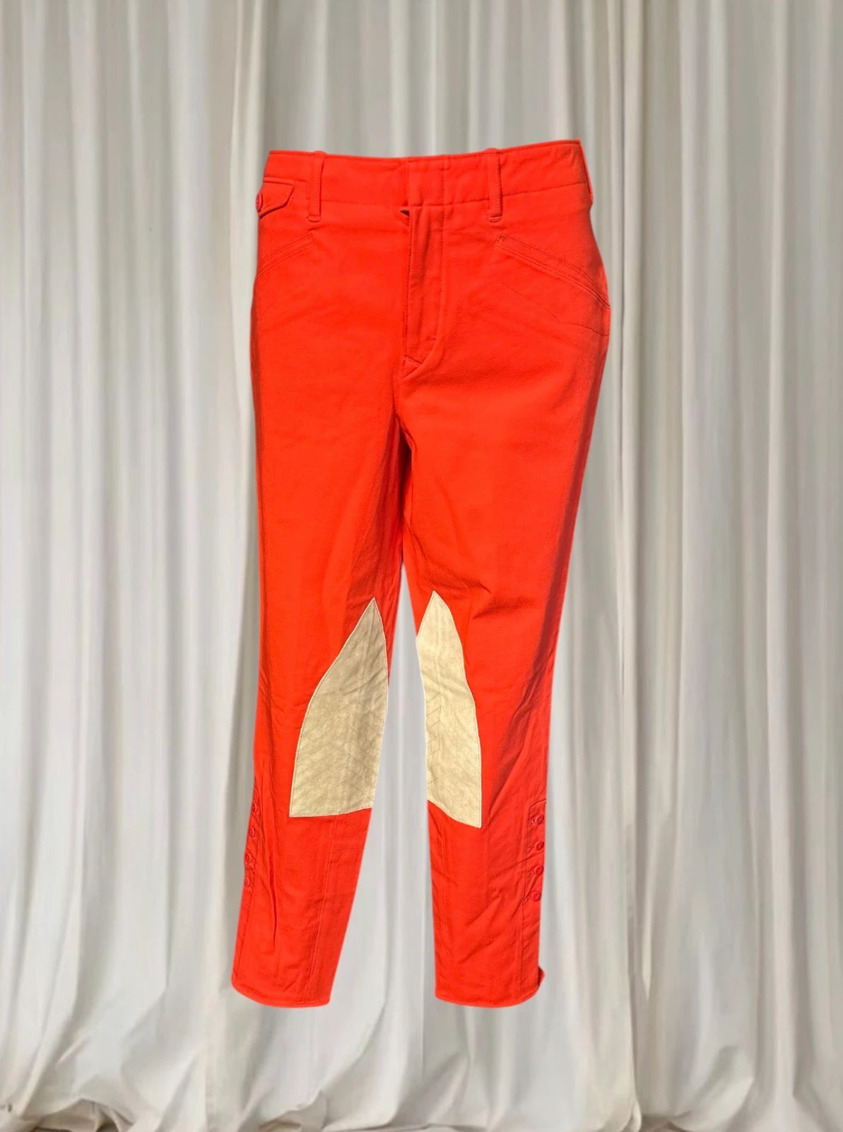 Ralph Lauren Women's Orange Riding Pants -Suede Knee Patch 12AU - Image 3