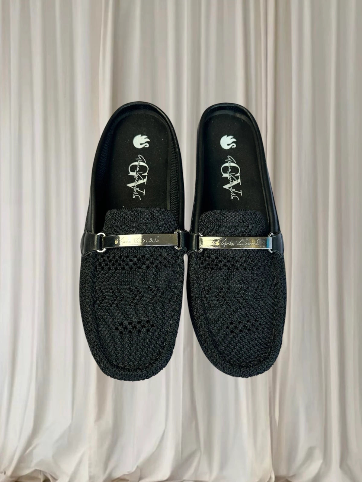 Gloria Vanderbilt Knit Mule Loafers - Comfortable Black Slip-On Flats 7.5 - Image 2