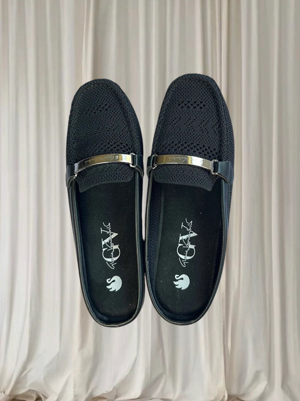 Gloria Vanderbilt Knit Mule Loafers - Comfortable Black Slip-On Flats 7.5 - Image 1