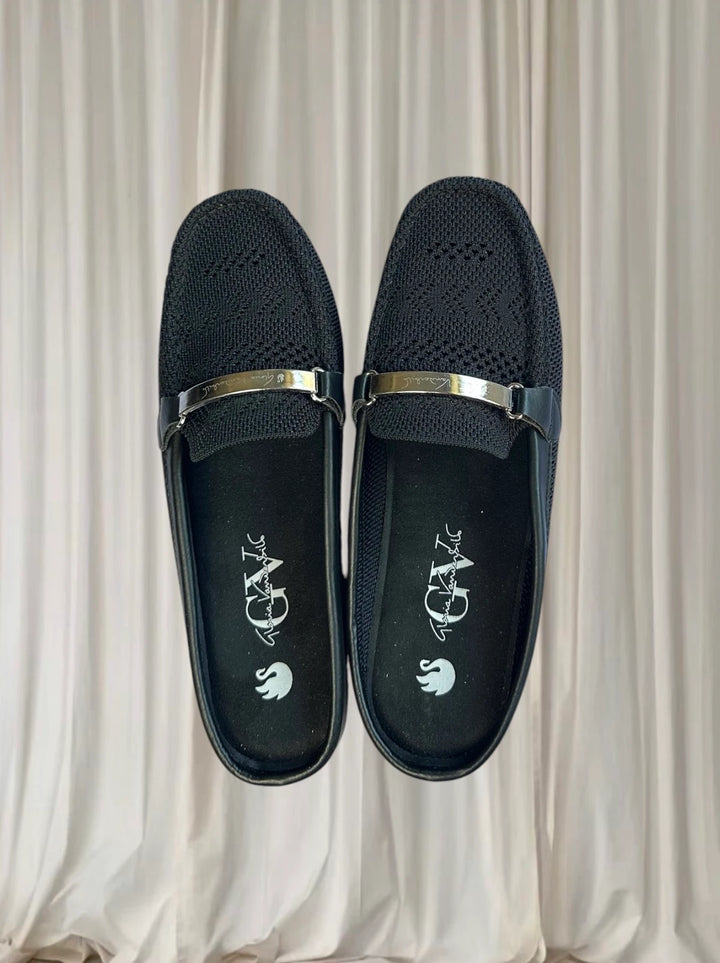 Gloria Vanderbilt Knit Mule Loafers - Comfortable Black Slip-On Flats 7.5 - Image 1