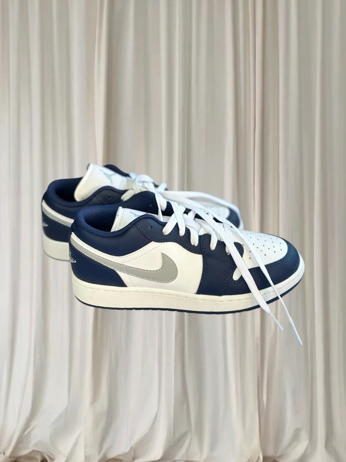 Nike Air Jordan 1 Low Sneakers - Midnight Navy and Grey US 5Y NEW - Image 1