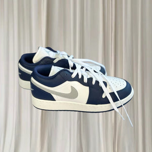 Nike Air Jordan 1 Low Sneakers - Midnight Navy and Grey US 5Y NEW - Image 1