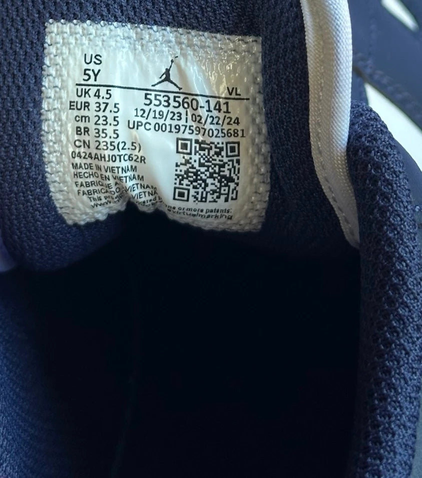 Nike Air Jordan 1 Low Sneakers - Midnight Navy and Grey US 5Y NEW - Image 6