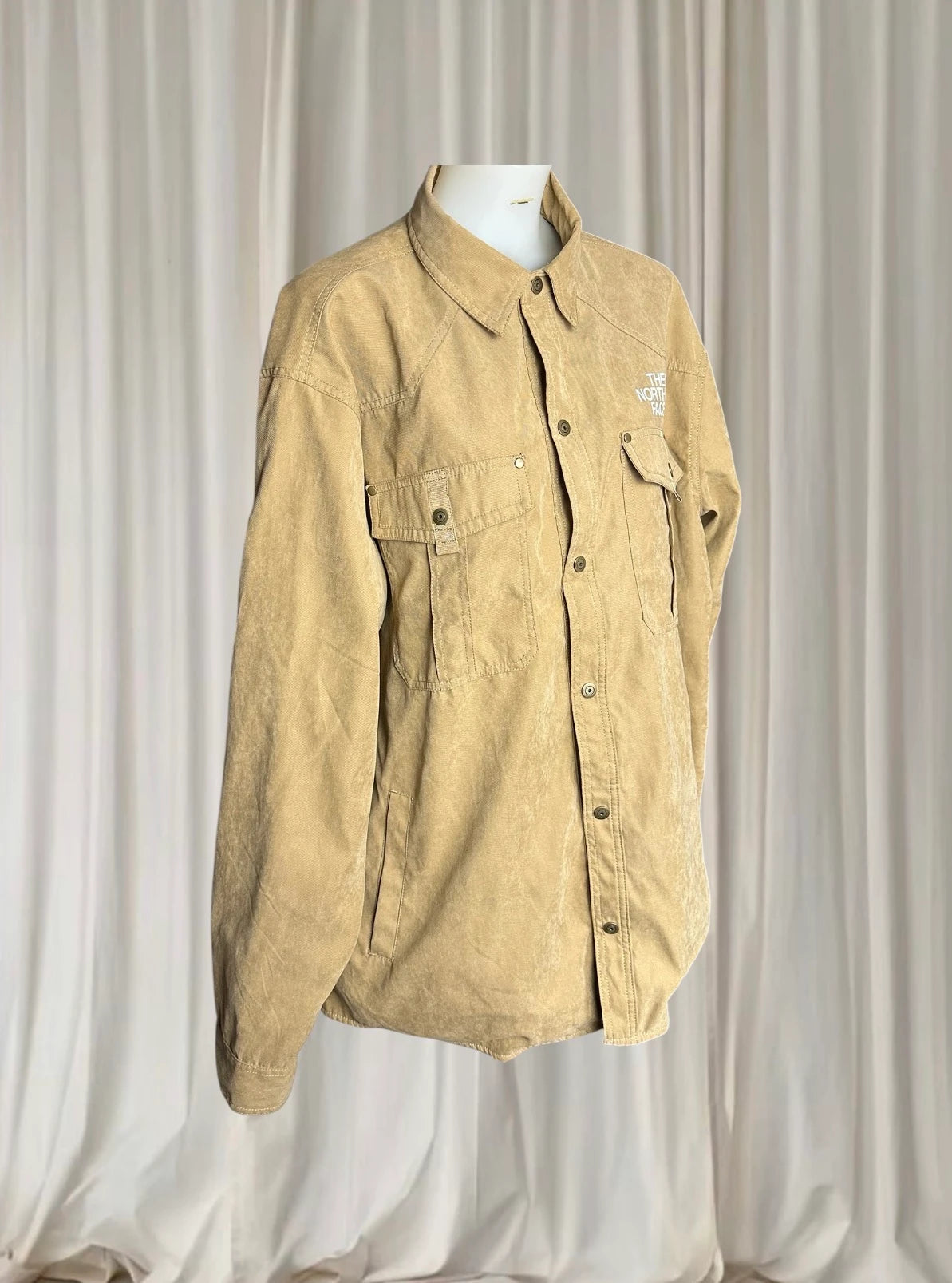 The North Face Shirt Jacket - Durable Tan Corduroy Button-Up 2XL - Image 4