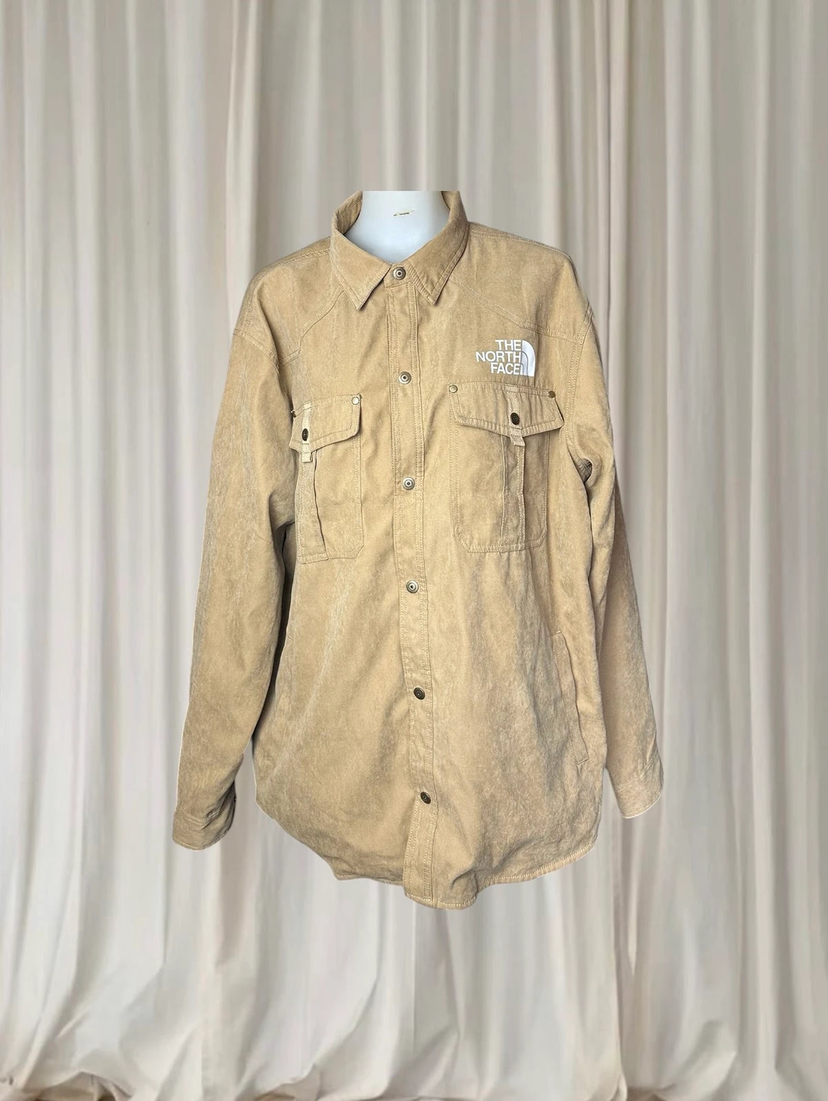 The North Face Shirt Jacket - Durable Tan Corduroy Button-Up 2XL - Image 3
