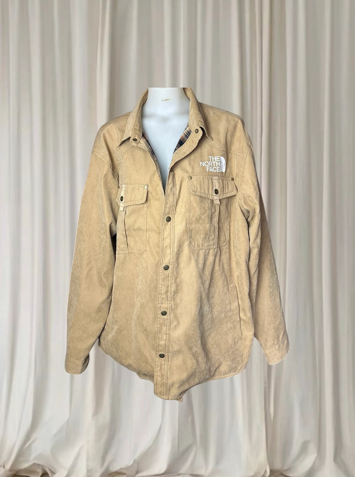 The North Face Shirt Jacket - Durable Tan Corduroy Button-Up 2XL - Image 1