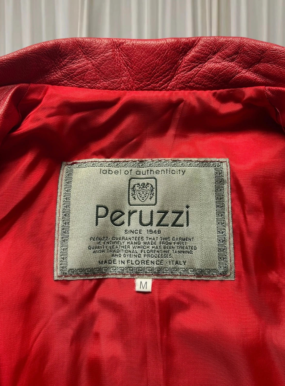 Perruzi Italian Vintage Leather Jacket -Red Women's Classic Zip-Up M - Image 6