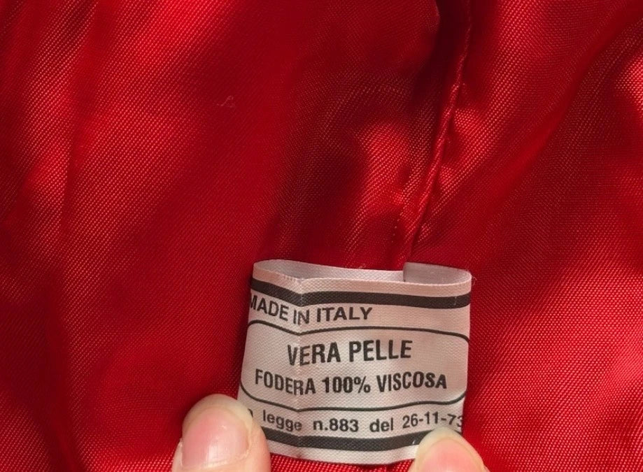 Perruzi Italian Vintage Leather Jacket -Red Women's Classic Zip-Up M - Image 7