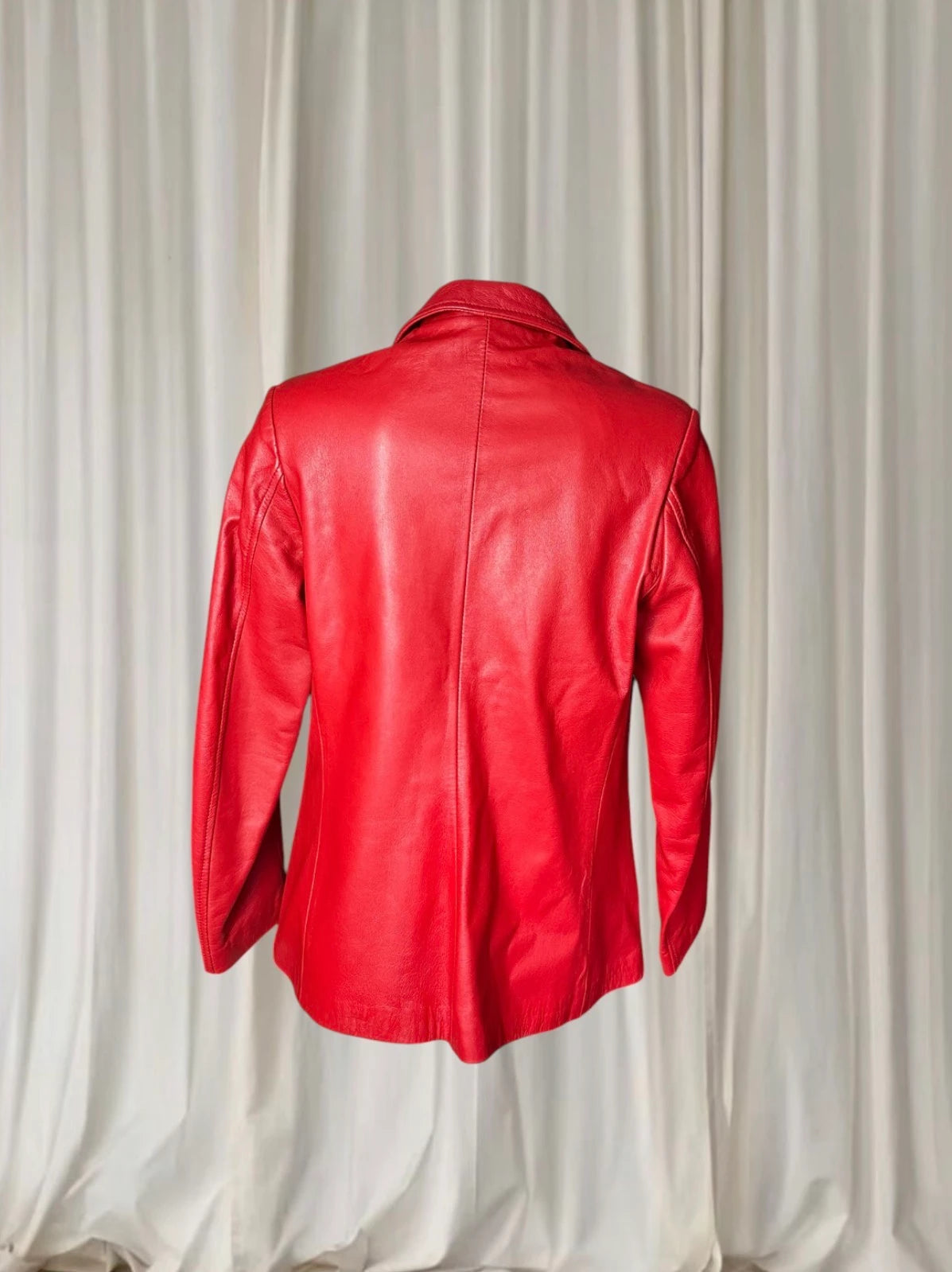 Perruzi Italian Vintage Leather Jacket -Red Women's Classic Zip-Up M - Image 5