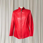 Perruzi Italian Vintage Leather Jacket -Red Women's Classic Zip-Up M - Image 3