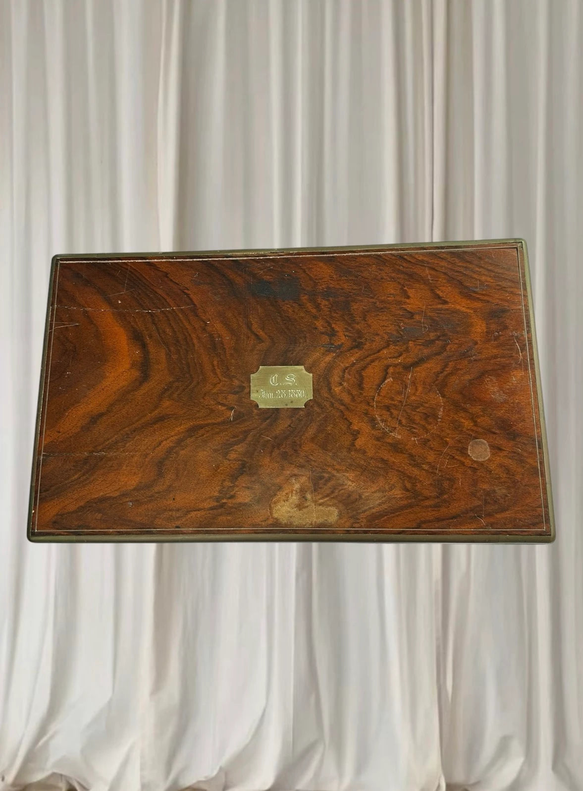 Vintage Victorian Rosewood Writing Slope Box - 1880 Brass Inlay Antique - Image 5