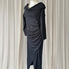 Carolina Lifestyle Megan Dress - Black Cowl Neck Ruched Midi Dress S/M - Image 4