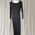 Carolina Lifestyle Megan Dress - Black Cowl Neck Ruched Midi Dress S/M - Image 5