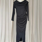 Carolina Lifestyle Megan Dress - Black Cowl Neck Ruched Midi Dress S/M - Image 3