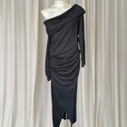 Carolina Lifestyle Megan Dress - Black Cowl Neck Ruched Midi Dress S/M - Image 2