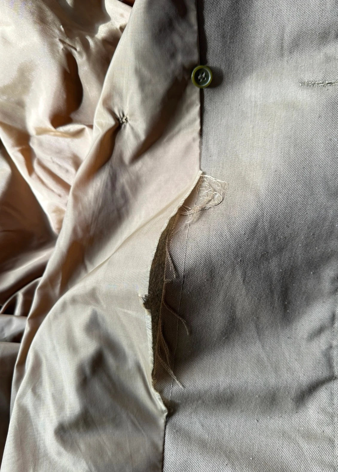 Vintage Spanish Army Military Trench Coat - Double-Breasted Olive Drab L - Image 6