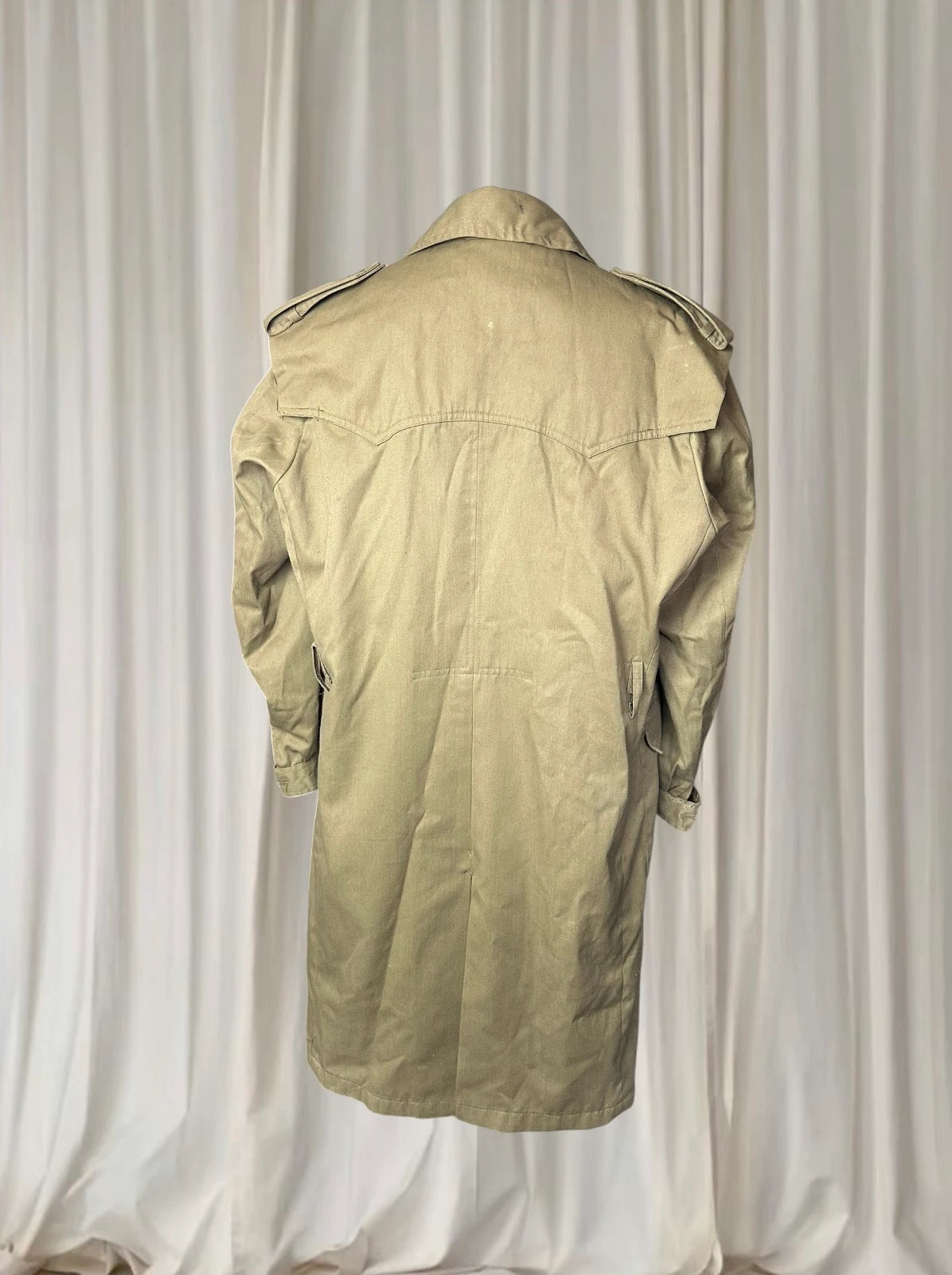 Vintage Spanish Army Military Trench Coat - Double-Breasted Olive Drab L - Image 3