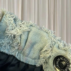 Y2k Denim Quilted Fringe Pouch Shoulder Bag - Light Blue With Elegant Pearl Charm - Image 7