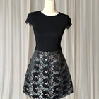 Lipsy London Floral Jacquard Skater Dress - Fit-and-Flare Mini UK10 - Image 1