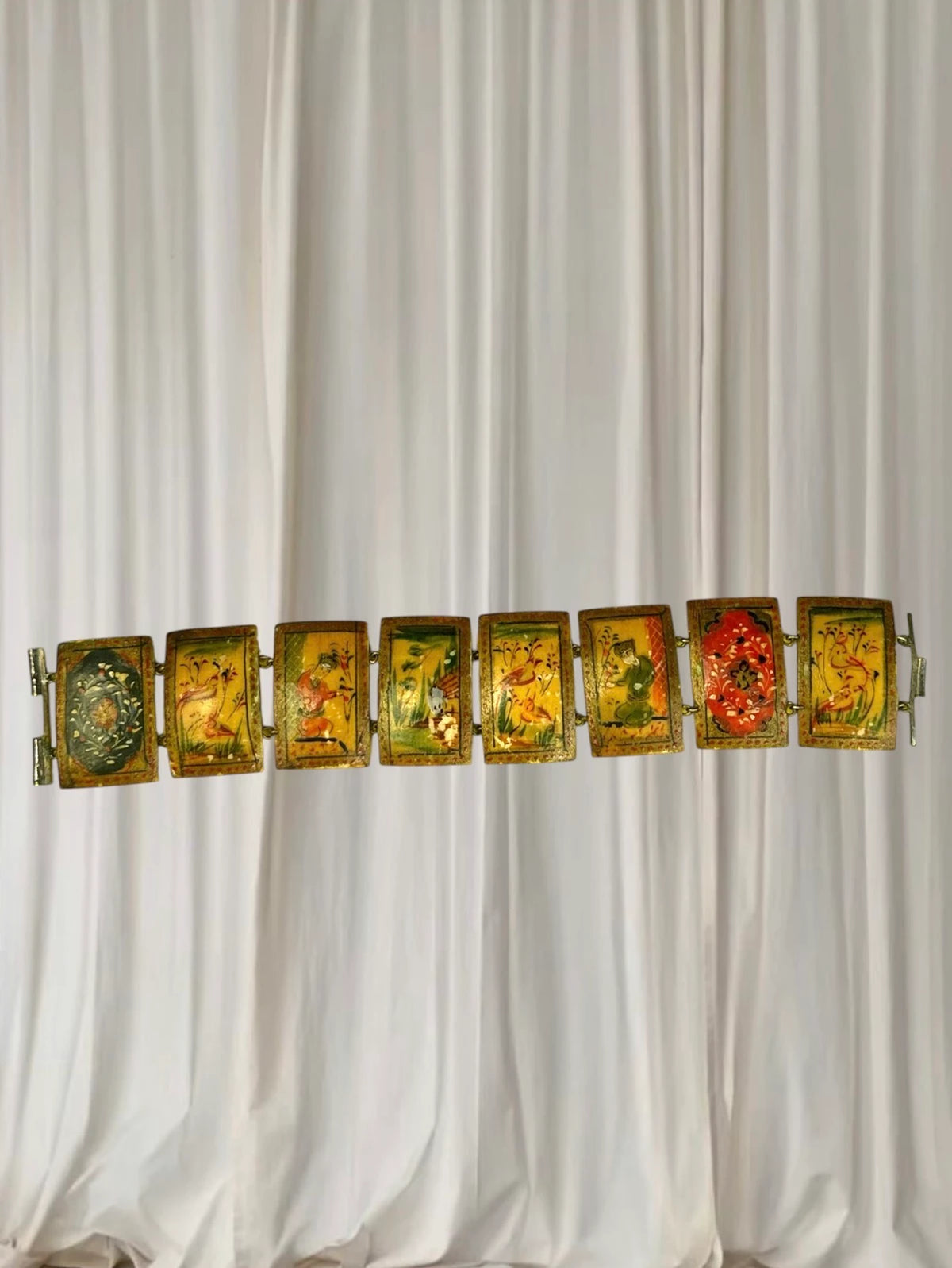 Vintage Persian Story Bracelet - Hand-Painted Lacquer Early 20th Century - Image 3