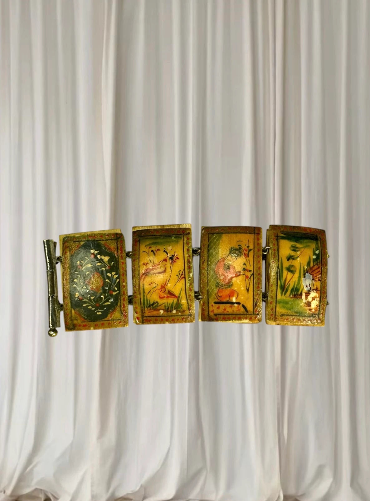Vintage Persian Story Bracelet - Hand-Painted Lacquer Early 20th Century - Image 5