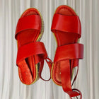 Midas Leather Espadrille Wedge Sandals - Red Platform Style 37 - Image 2