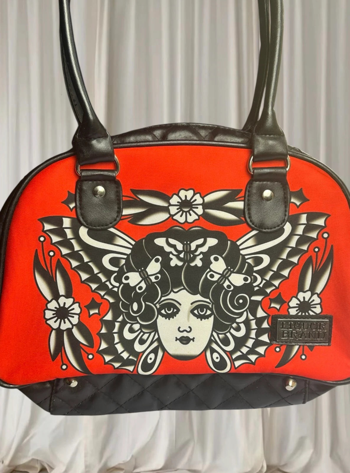 Rare Rockabilly Liquorbrand Antwerp Alternative Tattoo Print Bowling Bag - Image 2