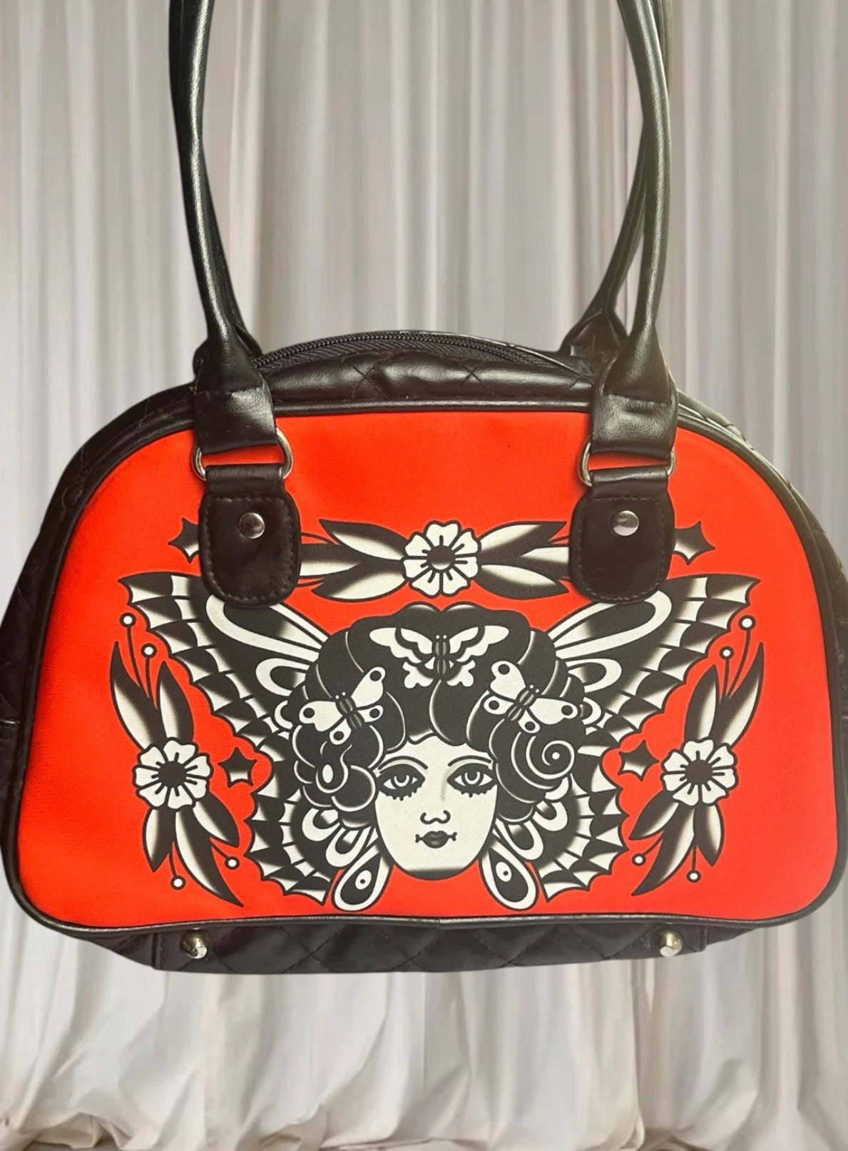 Rare Rockabilly Liquorbrand Antwerp Alternative Tattoo Print Bowling Bag - Image 4