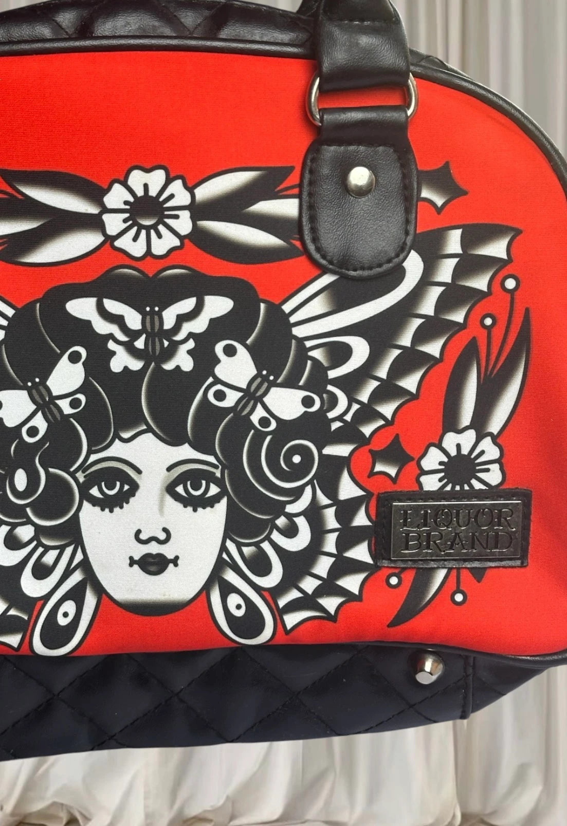 Rare Rockabilly Liquorbrand Antwerp Alternative Tattoo Print Bowling Bag - Image 5