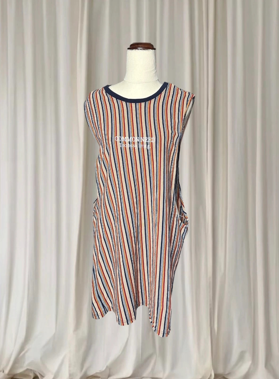 Common Need Striped Sleeveless Tank Shirt - Casual Summer Style Unisex L - Image 2