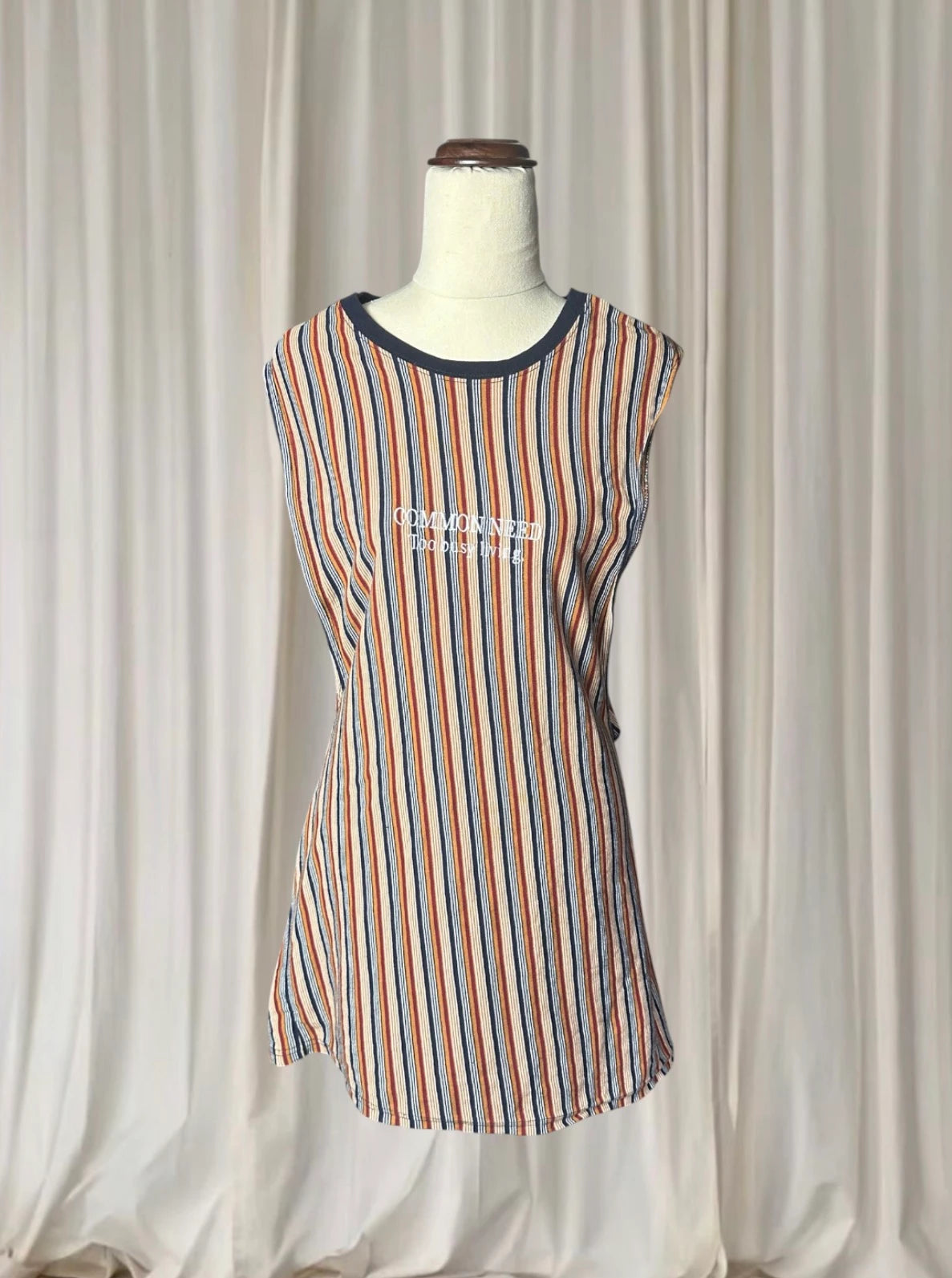 Common Need Striped Sleeveless Tank Shirt - Casual Summer Style Unisex L - Image 1