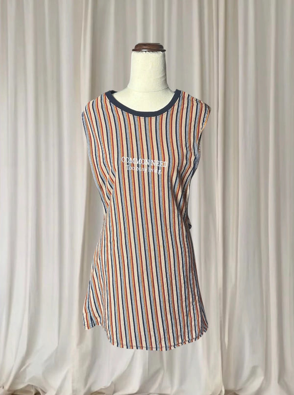 Common Need Striped Sleeveless Tank Shirt - Casual Summer Style Unisex L - Image 1