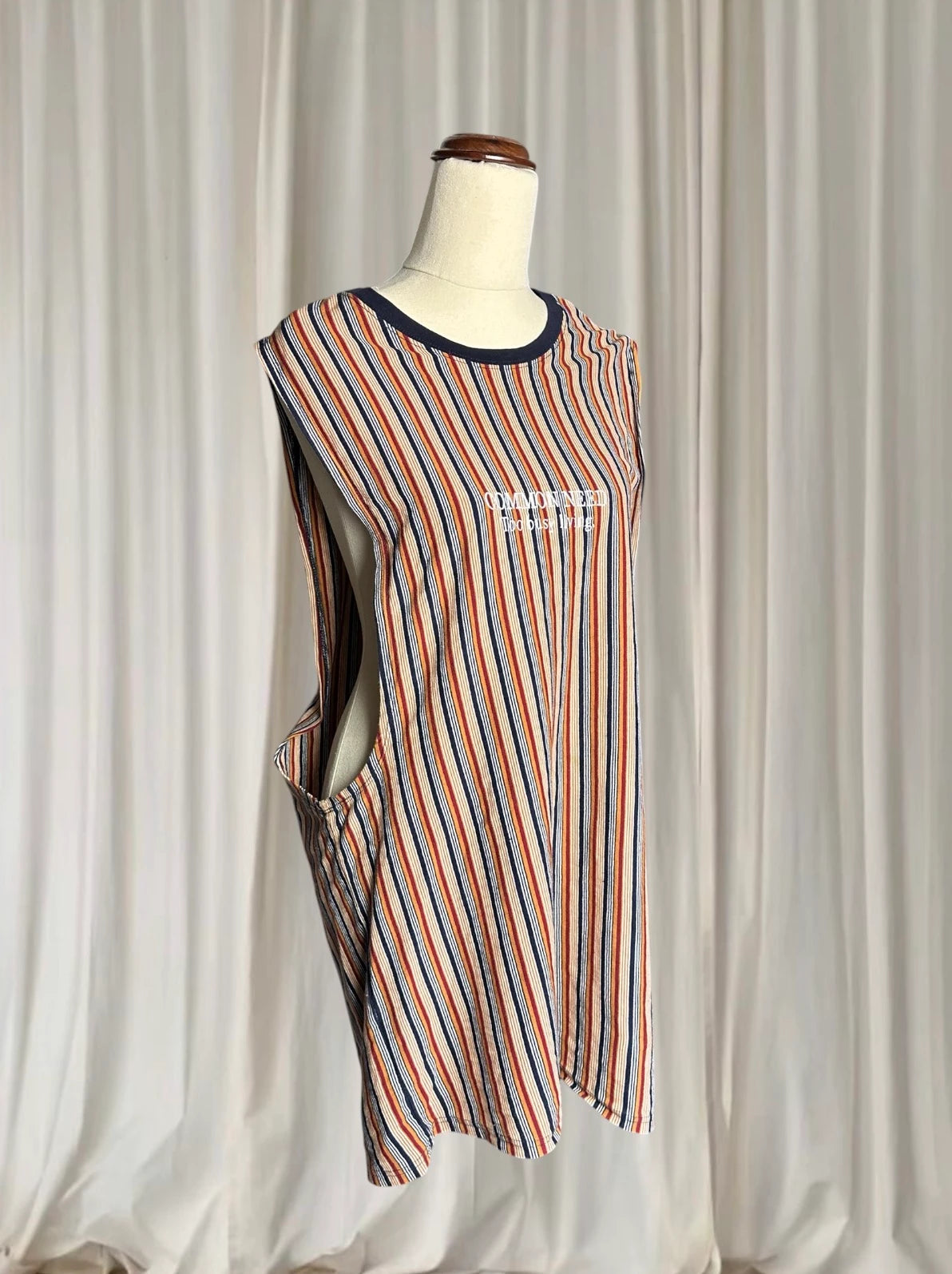 Common Need Striped Sleeveless Tank Shirt - Casual Summer Style Unisex L - Image 3