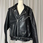 Vintage Leather Motorcycle Biker Jacket - Classic Black Genuine Leather L - Image 1