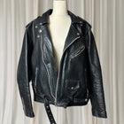 Vintage Leather Motorcycle Biker Jacket - Classic Black Genuine Leather L - Image 2