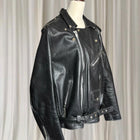 Vintage Leather Motorcycle Biker Jacket - Classic Black Genuine Leather L - Image 4