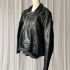 Vintage Leather Motorcycle Biker Jacket - Classic Black Genuine Leather L - Image 5