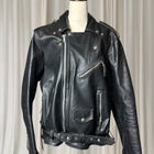Vintage Leather Motorcycle Biker Jacket - Classic Black Genuine Leather L - Image 3