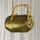 Vintage Jane Shilton 80s Gold Mesh Barrel Handbag - Elegant Evening Purse - Image 5