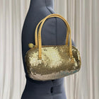 Vintage Jane Shilton 80s Gold Mesh Barrel Handbag - Elegant Evening Purse - Image 4