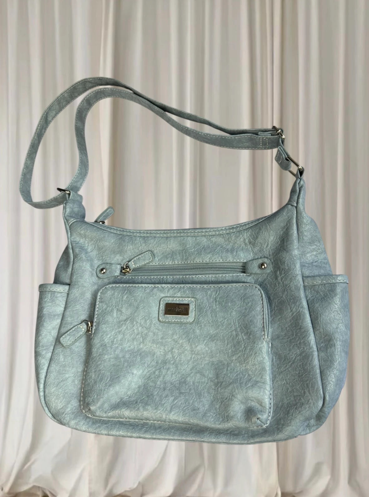 Cabrelli Blue Grey Shoulder Bag - Multi-Pocket Faux Leather - Image 4