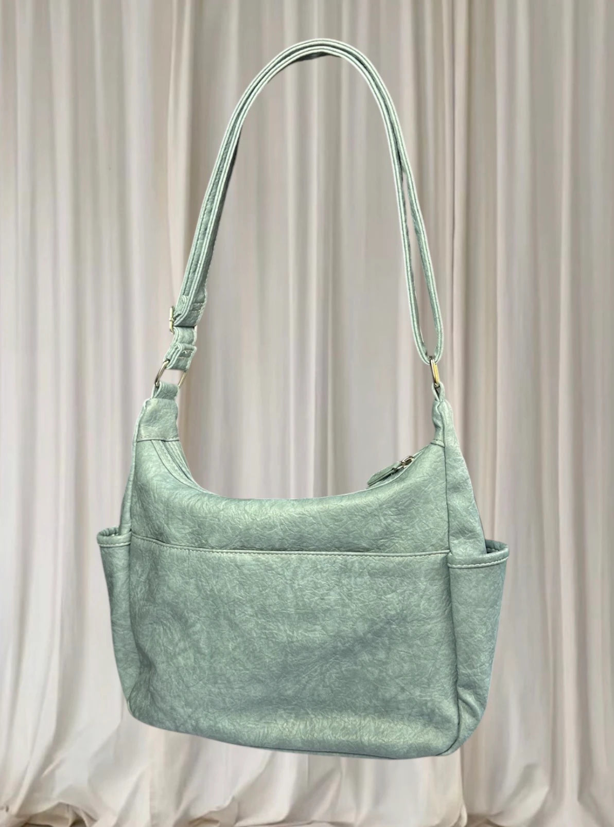 Cabrelli Blue Grey Shoulder Bag - Multi-Pocket Faux Leather - Image 5